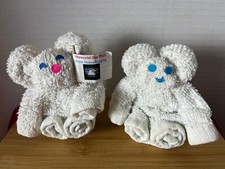 2 Handmade Bears out of Washcloths Memorial Day 2013 3" CUTE