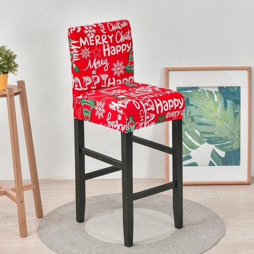 Soft 2Pcs Bar Stool Covers Stretch Slipcover Kitchen Cafe Chair Christmas Decor - Picture 5 of 8