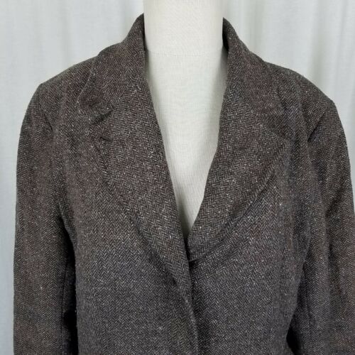 LL Bean Wool Silk Herringbone Equestrian Riding Country Jacket Blazer Womens L - Picture 2 of 8
