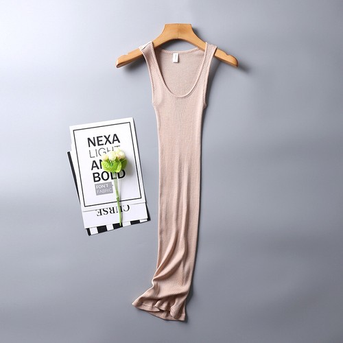 Flexibles Kleid Einheitsgröße für Damen Unterkleid Maulbeerseide Baumwolle ärmellos - Bild 10 von 15
