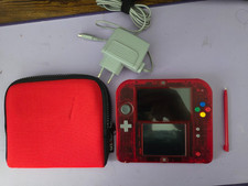 Nintendo 2DS Konsole Rote Edition Transparent Rot Red Ladekabel Handheld Tasche