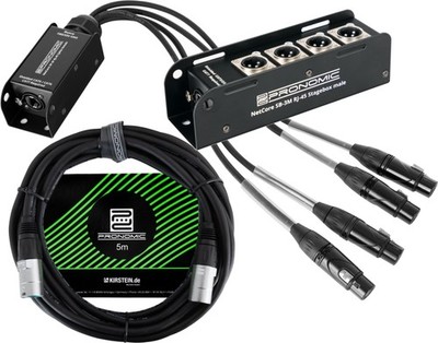 Pronomic NetCore SB-3M SP-3F 5m Multicore XLR RJ45 Stagebox CAT5e Netzwerk Set