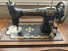 Vintage Singer Sewing Machine In Table with Pedals and Accessories
