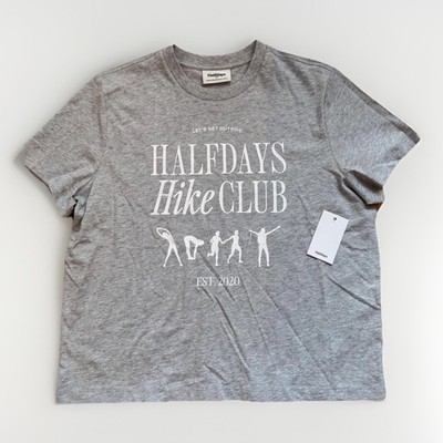 Halfdays Shirt Womens Small Heather Grey Hike Club Graphic Tee Soft Cotton NWT