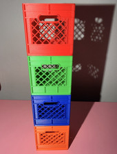 4-Pack Mini Milk Crates Stackable Desk Organi...