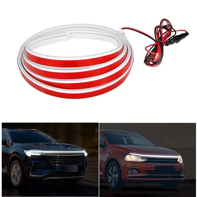 Capô de carro flexível branco universal corrida diurna lED acessórios de faixa de luz 120cm - Imagem 2 de 4