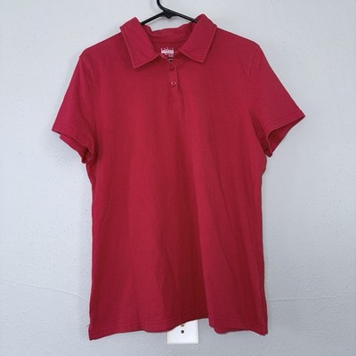 Basic Editions Woman Polo Shirt Size XL Red Short Sleeve Cotton Blend