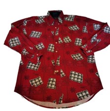 Vintage Chaps Ralph Lauren Shirt Mens Large Red Snowbound Holiday Print