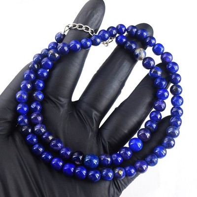 Wunderschöne 243,00 kt Lapislazuli Atemberaubende Perlenkette Schmuck RK 15 E792