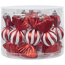 13 Red Candy Ornaments with White Glitter Peppermint Holiday Home Decoration ...