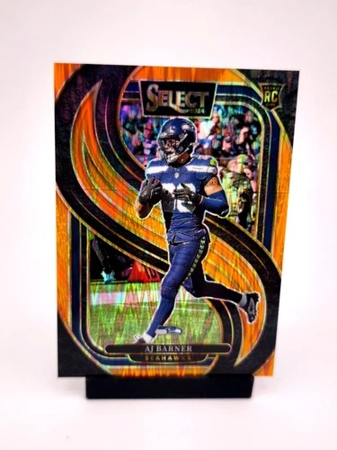 AJ Barner RC /399 ORANGE SHOCK PRIZM 2024 Panini Select NFL Seattle Seahawks