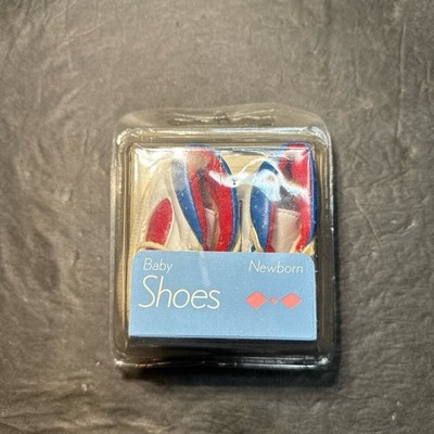 Mothercare Newborn Baby Shoes Vintage White Red Blue Baby Boys Size 3 Months