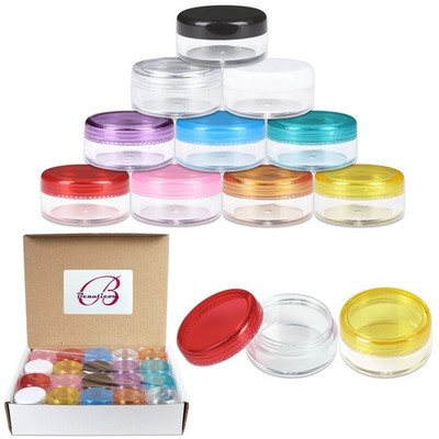 Beauticom Jars 5g/5ml Acrylic Plastic Sample Containers (Multi Color Lids)