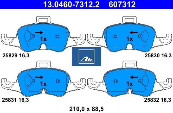 ATE 13.0460-7312.2 Bremsbelagsatz FüR Scheibenbremse Bremsbelagsatz FüR Audi-image