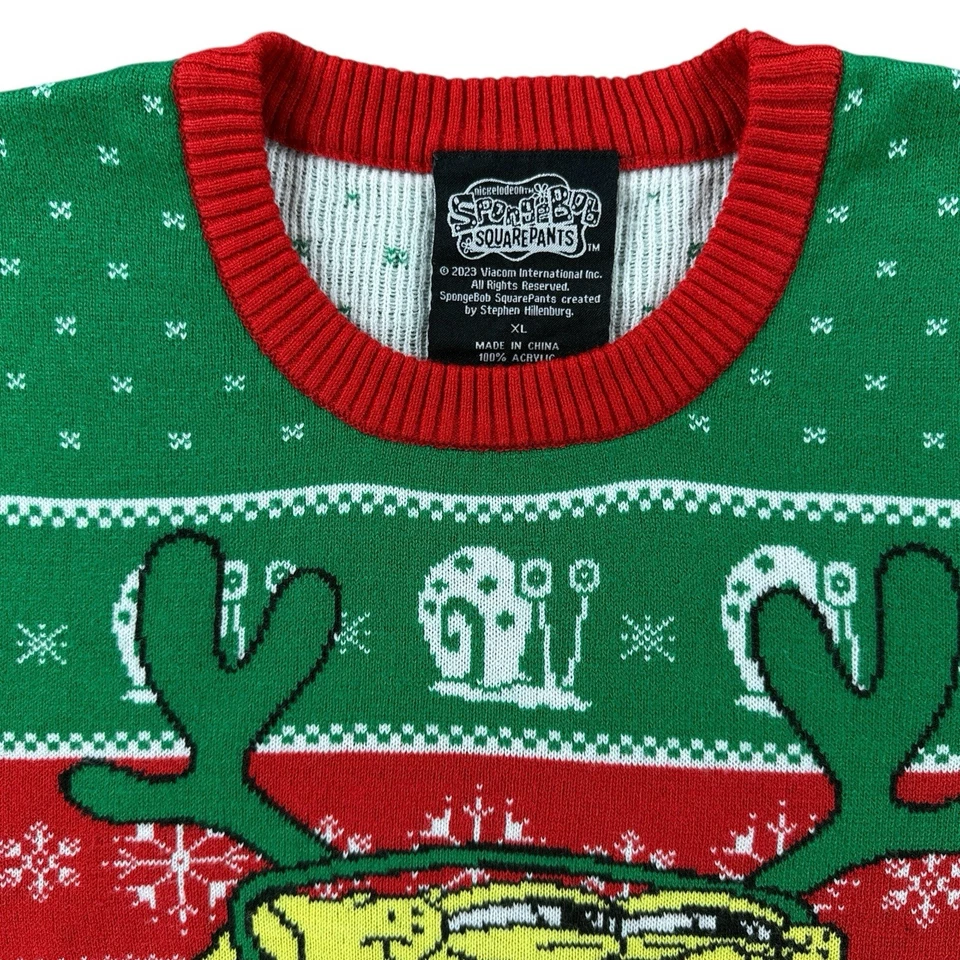 Bob Esponja Pantalones Cuadrados Suéter Para Hombres XL Feo Navidad Feria Isla Gary Nickelodeon Foto 2 de 4