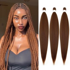 Braiding Hair Pre Stretched for Women, Brown, 26 inch, 3 Packs Boho Braids