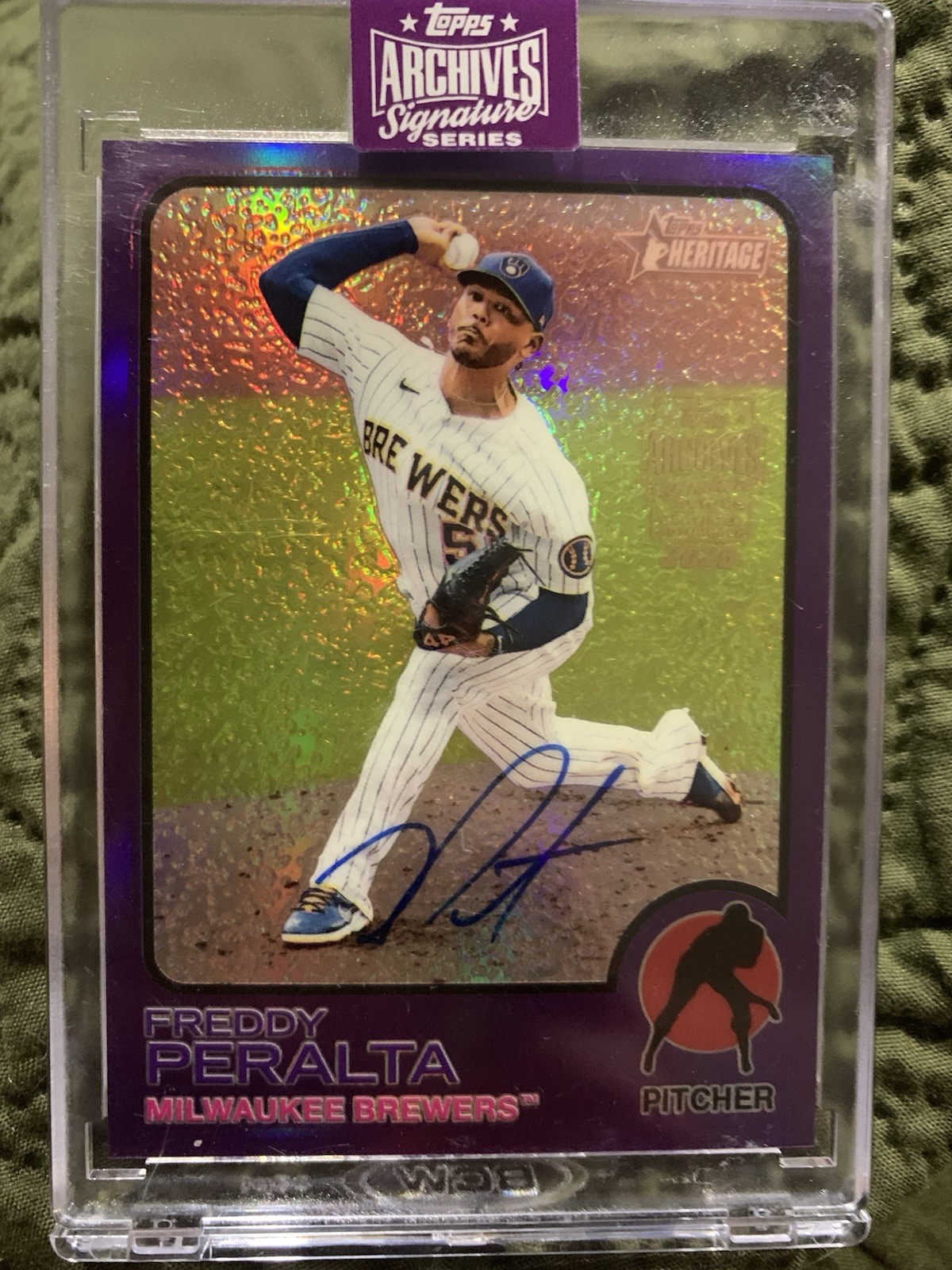 FREDDY PERALTA 2025 TOPPS ARCHIVES SIGNATURE AUTO /10 ‘22 HERITAGE CHROME PURPLE