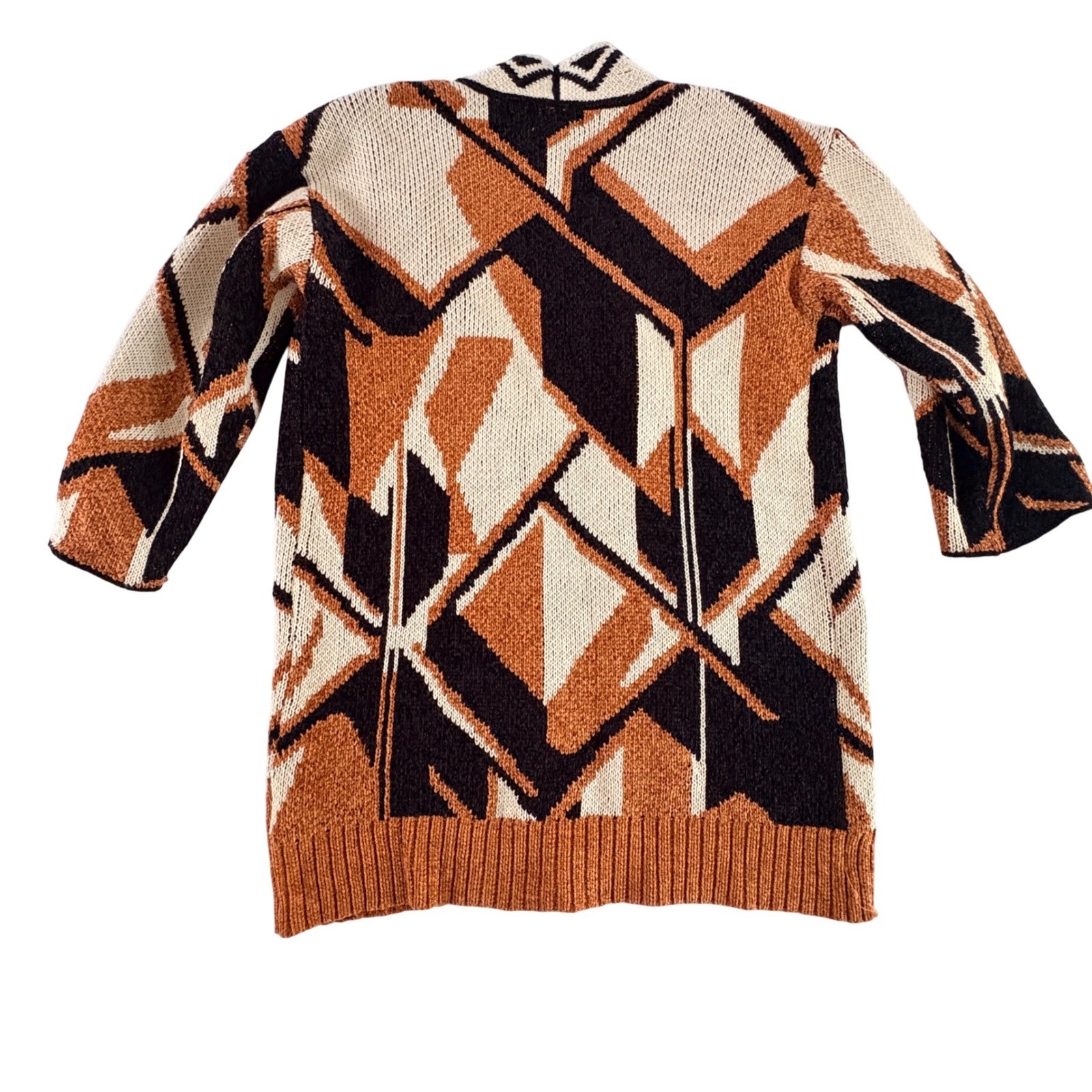 Marled Geometric Pattern Open Front Knit Cardigan… - image 2