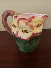 Vintage 1960's Original Bassano Hand Painted Italian Ceramic Floral Pitcher 