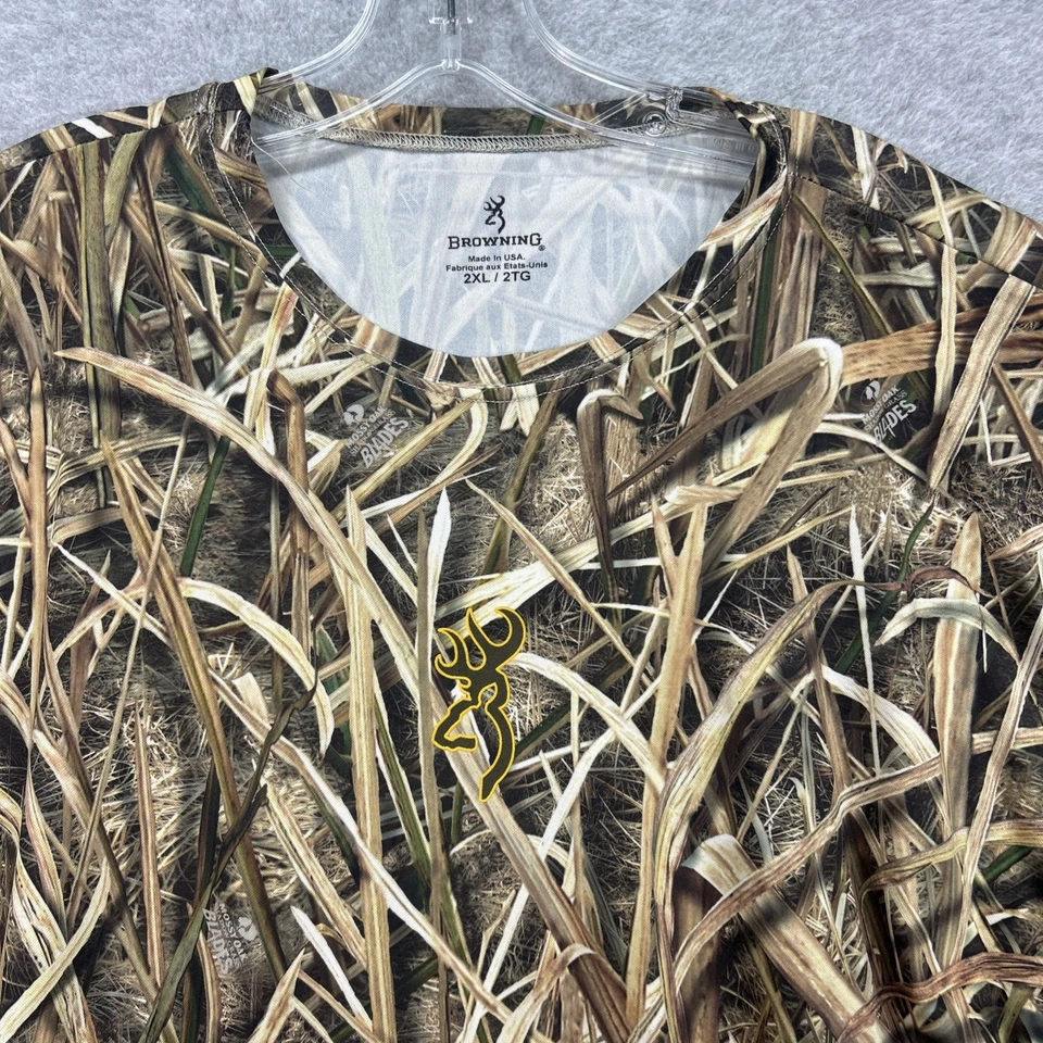 Browning Shirt Mens XXL Camo Blades Mossy Oak Shadow Grass Short Sleeve Hunting - Image 3 of 4