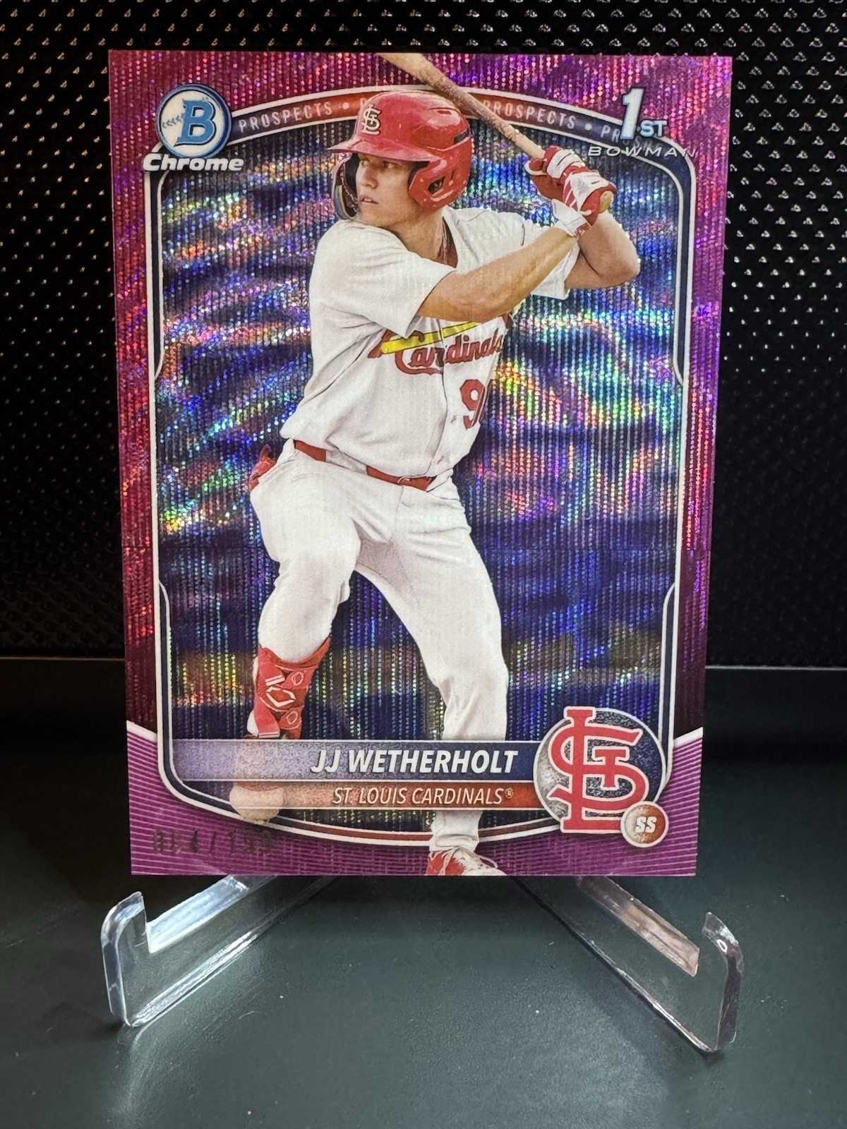 2025 Bowman JJ Wetherholt 1st Chrome Fuchsia Wave Refractor /199 BCP-22
