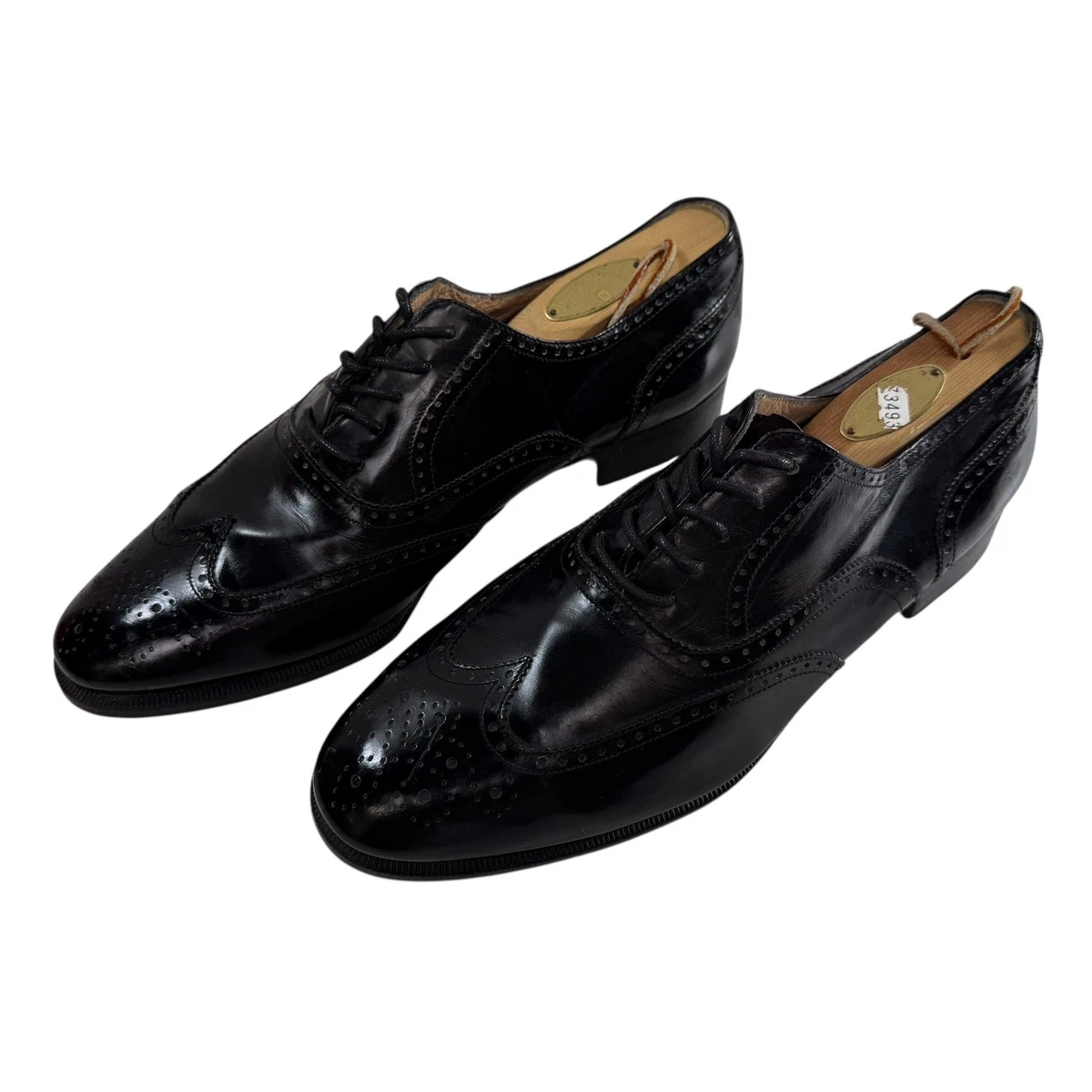 Salvatore Ferragamo Black Leather Wingtip Oxford Dress Shoes Lace up Mens 8.5D Salvatore Ferragamo Black Wingtip Dress Shoes for Men for  main image 2