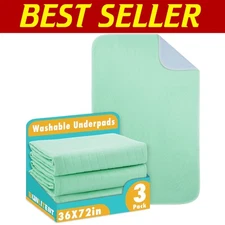 Eco-Friendly Waterproof Underpads, 36" x 72", 3 Pack - Perfect for Incontinence
