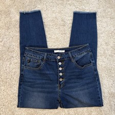 KanCan Jeans Women's 13/30 High Rise Ankle Skinny Raw Hem Stretch Button Fly