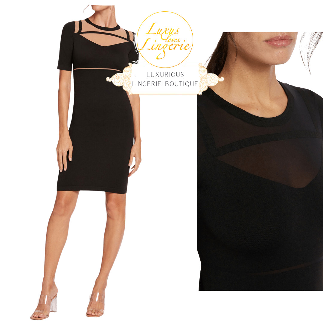 Gaia Dress By Wolford M Medium Black Transparent Details Etui Dress