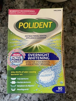 (2)Polident Overnight Whitening Antibacterial Dental Appliance Cleanser Tablets