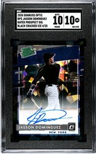 2020 Donruss Optic Jasson Dominguez BLACK CRACKED ICE PRIZM /25 SGC 10 w/10 AUTO