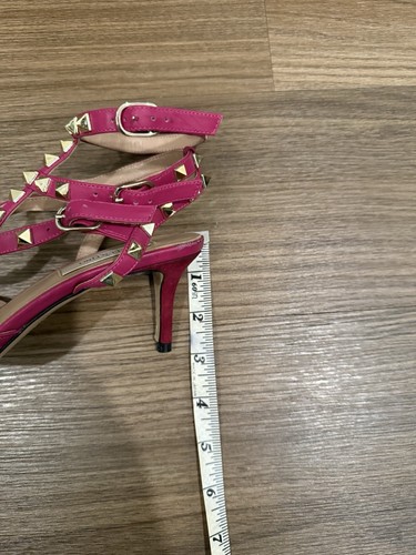 Valentino Pink Suede Rockstud Ankle Strap Pumps Size EU38 US8 - Picture 6 of 7