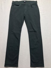PAIGE Normandie Jean Men 33(34x33) Green Stretch Denim Dark Academia USA Made