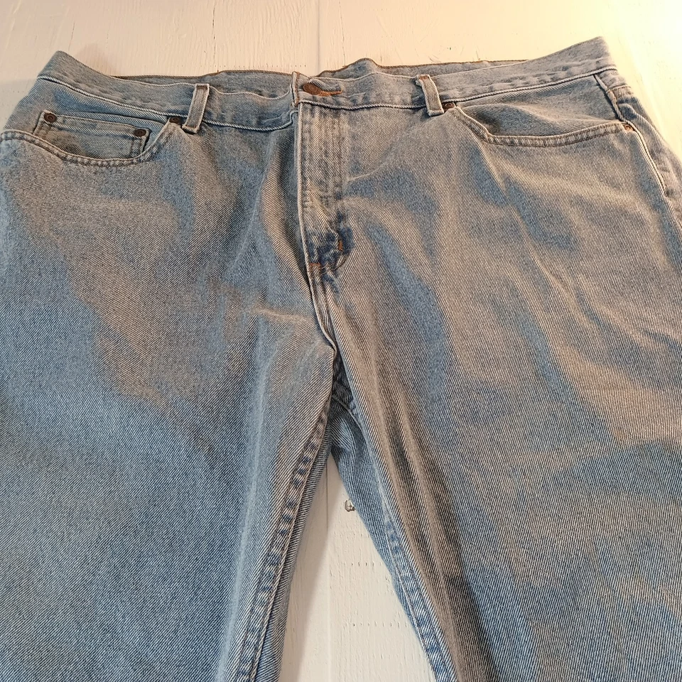 Men's 42x30 Denim Blue Jeans 5-Pocket 100% Heavy Cotton Cozy Durable Relaxed Fit - Image 2 of 4