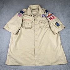 Boy Scouts of America Uniform Shirt Mens XL Beige Short Sleeve BSA