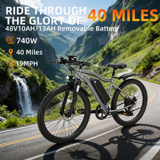 26-Inch High-Performance E-Bike 740W 15-20MPH 48V 10/13AH, Max 40 Miles Range