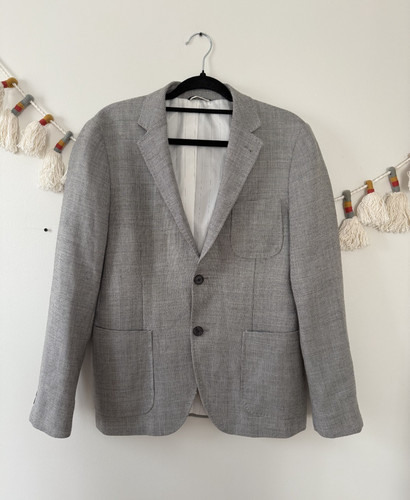 Frank & Oak Laurier Fit Wool Houndstooth Single Breasted Sport Coat Blazer 38