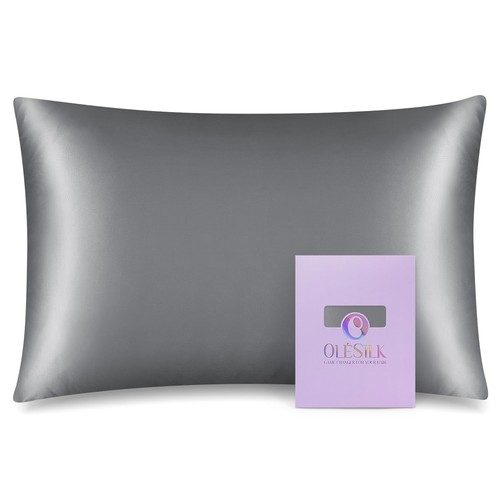 100% Mulberry Silk Pillowcase for Hair and Skin, Both Sides 19 Momme Pure Nat...