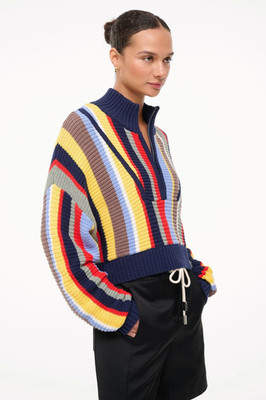 NEW AUTH Staud Hampton Striped Crochet Sweater Market Stripe XS-XL