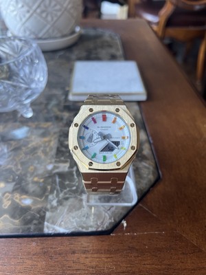 Casioak Custom Gold Metal Band Rainbow Hour Markers Modded Casio G-Shock GA2100 