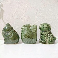 Zodiac Animal Toothpick Holders Set of 3 Monkey Bird Dog Ceramic 7cm