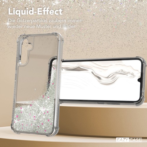 Für Samsung Galaxy A34 Handyhülle Flüssig Glitter Hülle Schutz Handy Case Silber - Bild 4 von 7