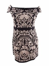 Foxiedox Women's Embroidered Off-The-Shoulder Dress (M, Black/Blush)