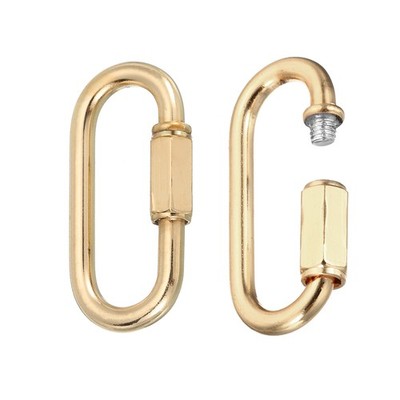 2pcs Chain Connector 6mm Oval Shape Quick Link Screw Lock Clips Light Gold