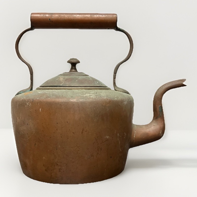 Antique English Copper Kettle Water Jug Pot w Lid Bail Handle Primitive Decor