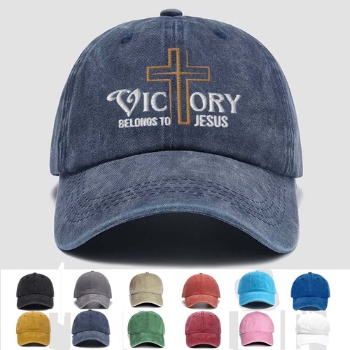 Custom Embroidered Hat Victory Belongs to Jesus Christian, Trucker Hat,Gift Idea - Picture 1 of 7