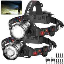 Rechargeable Headlamp High Lumen, Super Bright Head Lamp, 90° Rotatable Head ...