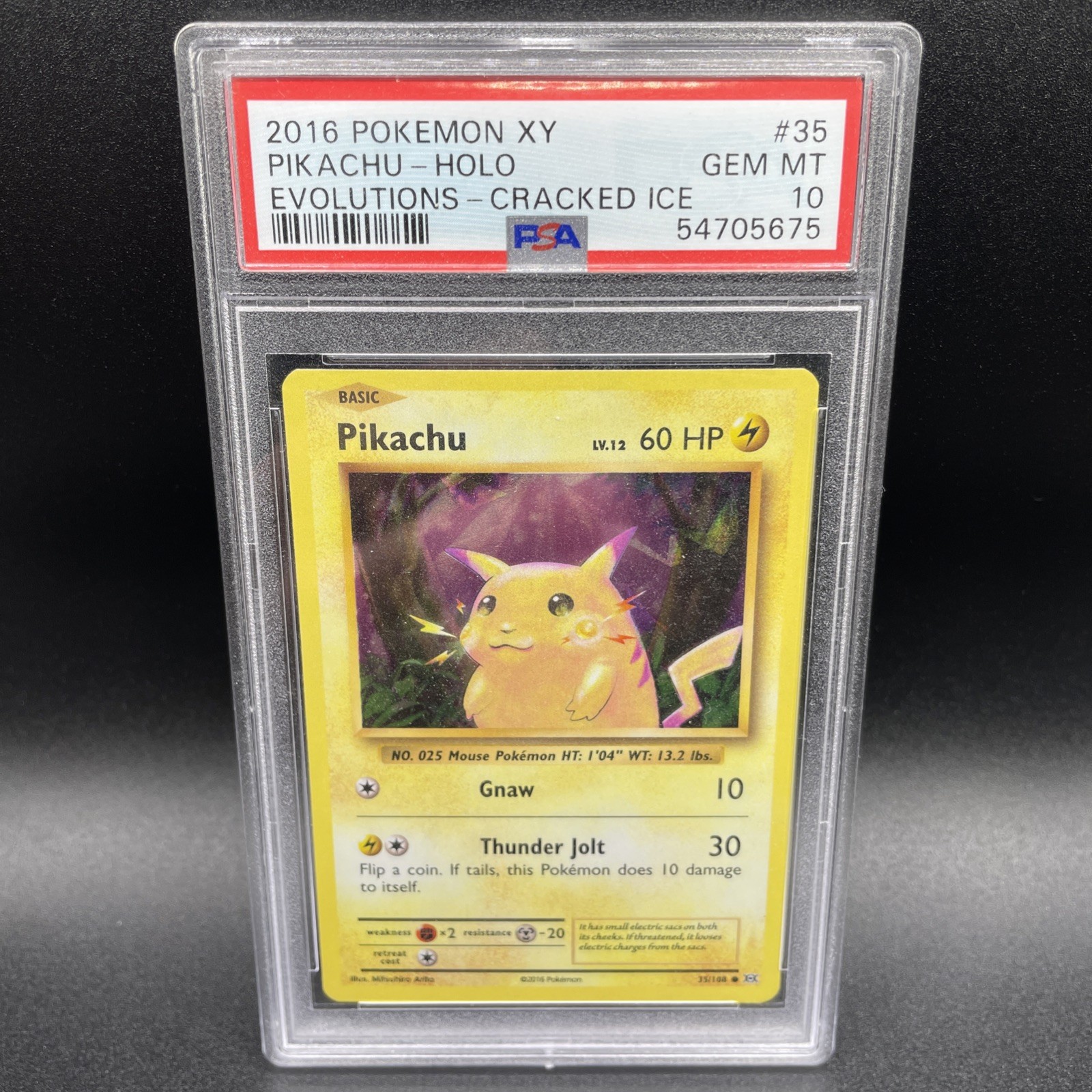 2016 Pokemon Pikachu Cracked Ice Holo #35 XY Evolutions PSA 10 Rare