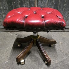 Chesterfield Oxblood Red Leather Captains Desk Chair Stool
