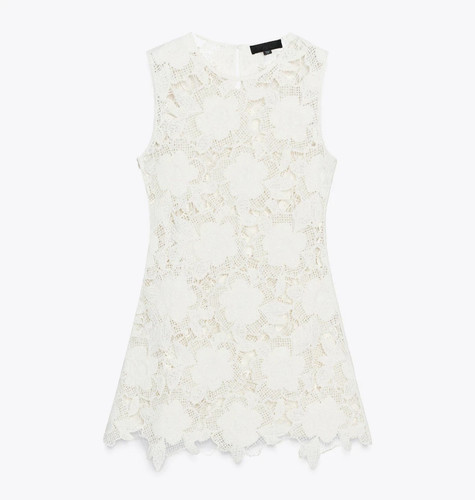 ZARA NEW SS25 WOMAN SHORT FLORAL CROCHET DRESS White | 2893/087 - Picture 14 of 15